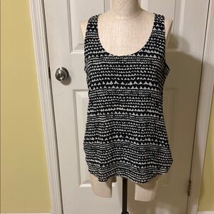 Banana Republic Black and White Patterned Women's Tank Top XS